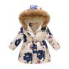 Autumn and Winter Children's Cotton Jacket Boys and Girls Fashion Printing Cartoon Big Boy Long Section Hair Collar Hooded Cotton Coat Jacket