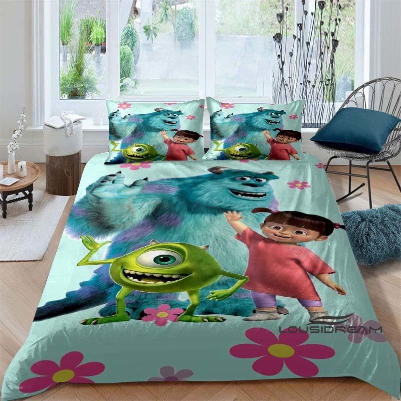 3-piece Monsters, Inc. Bedding Set, 3D Printed Cartoon Pattern Duvet Cover Set, Includes Pillowcases, Filling Not Included.