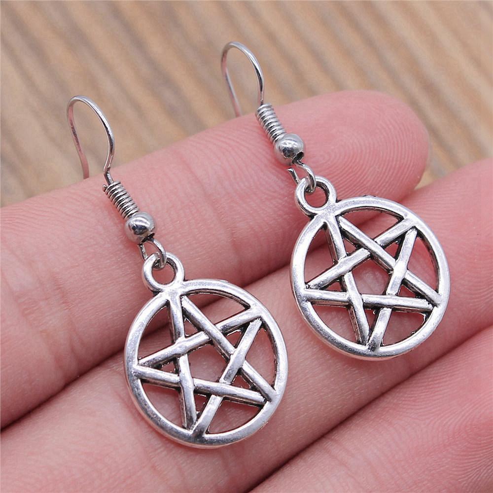 Bohemian Hot-Sale Star Moon Pentagram Circle Dangle Earrings Memorable Wedding Gift for Daily Style
