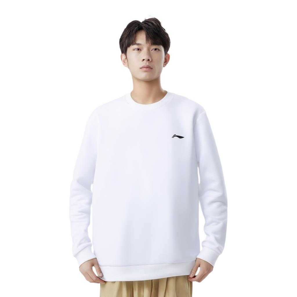 Men's Sweatshirt Li-Ning Li Ning Casual Loose Fit Crew Neck Drop Shoulder Fleece Lined Pullover Brand Logo