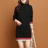 Fleece and Thickened Mid-length Sweater for Women Loose Half Turtleneck Knitted Sweater Fashionable and Casual Hip-hugging Knitted Dress