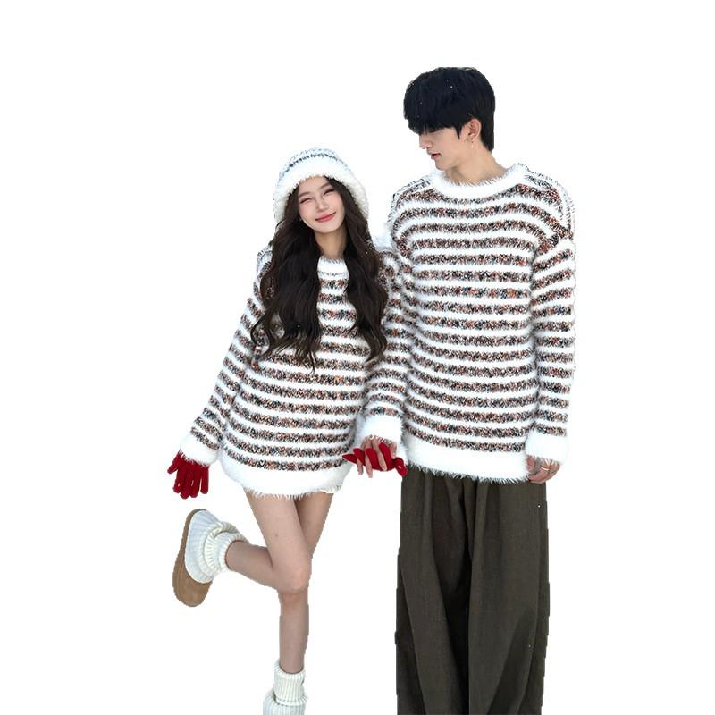 Women's Autumn/Winter Korean Style Color Block Knitwear & Hat Set
