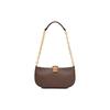 Michael Kors MK Carmen Monogram Chain Vintage Commuter Faux Leather Shoulder Bag Small Women Shoulder Bag Dark-Brown 35F2GNMC1B-200