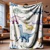 Halloween Flannel Throw Blanket Colorful Dinosaur Pattern Cozy Napping HomeDecor