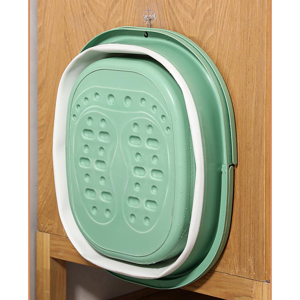 Foot Bath Tub Foldable Thickened Foot Soaking Basin with Massage Point for Home Apartment Dormitory Green White