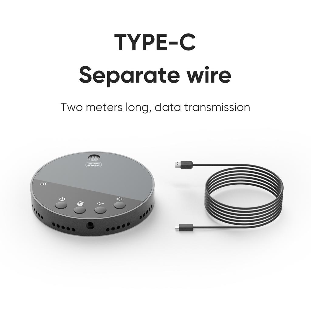 Desktop USB Conference Speakerphone BT Microphone 360° Omnidirectional Condenser Plug & Play PC Computer Mic with Speaker Mute