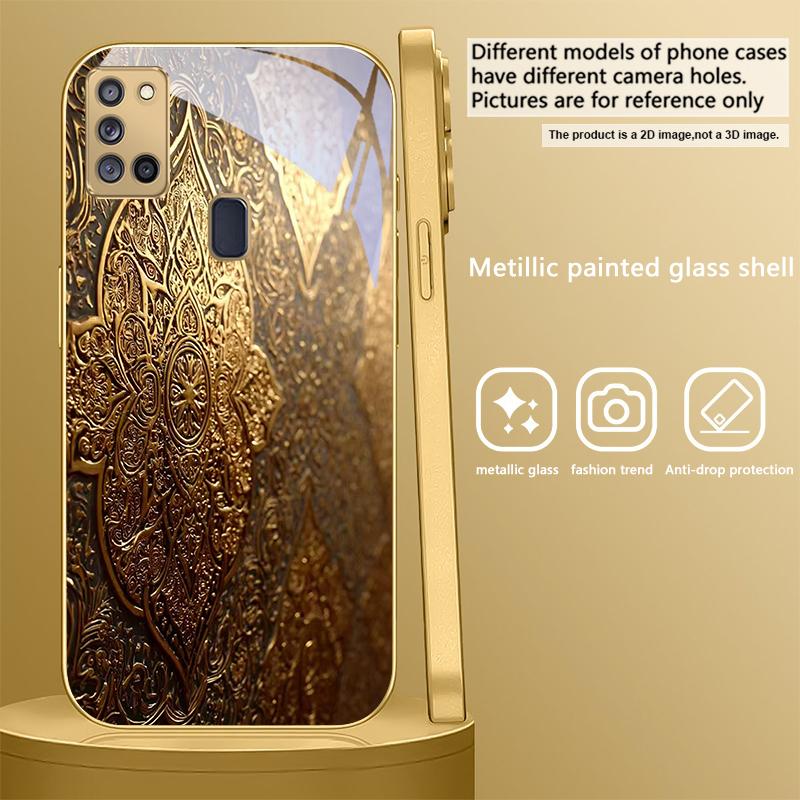 Emblème Classique Doré Pour Samsung A 31 32 A33 A34 35 14 A15 13 A16 25 26 50 52 53 54 55 56 70 71 72 73 Coque de téléphone en verre doré