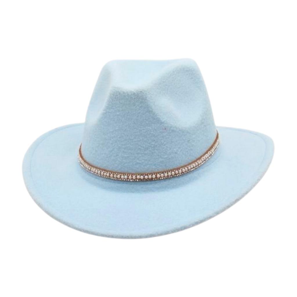 Tibetan Jazz Hat Woolen Shiny Belt Celebrity Style Retro Cowboy Hat Western Cowboy Hat