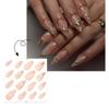 24 Pcs 3D False Nail Almond Shaped Acrylic Nail Simple Press On Nail Glossy Full Cover Stick On Nail for Women Girl