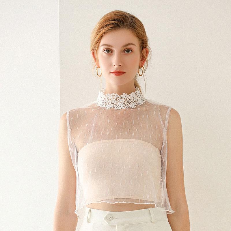 Women's Lace Floral False Faux Collar Stylish Shirt Fake Collar Half Shirt Detachable Collar
