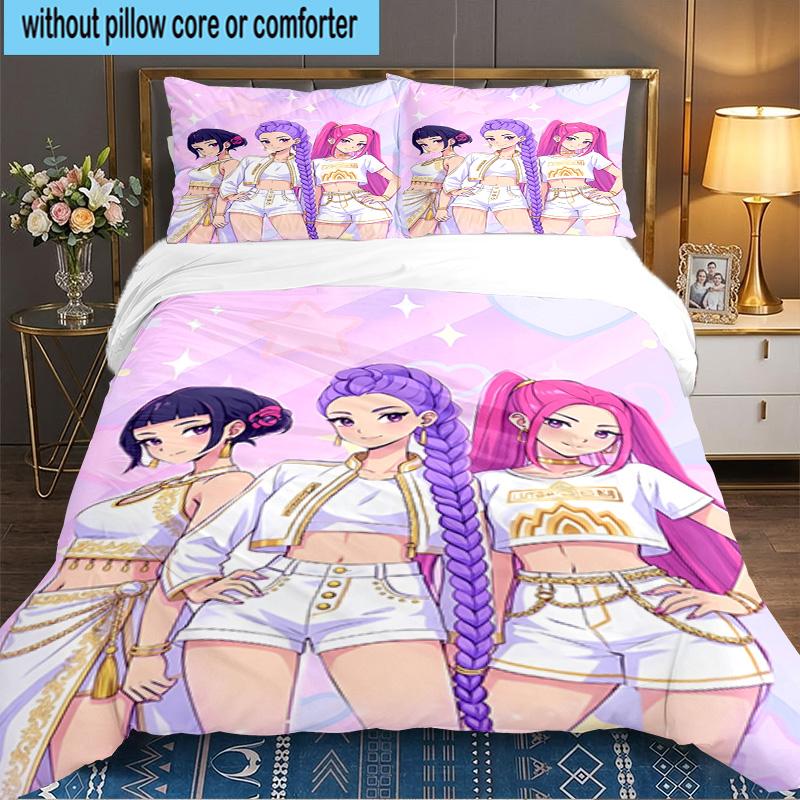 K-pop Heroes In Action 3PCS Bedding set,Ideal for 1pc Duvet Cover And 2pcs Pillowcases Perfect for Fan gift,Ideal for Bedroom, Dormitory