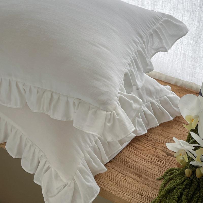 2pcs Body Pillow Cover 100% Cotton Pillowcase Solid Color Ruffle Throw Pillows 45X45CM Soft and Breathable Couch Decoration
