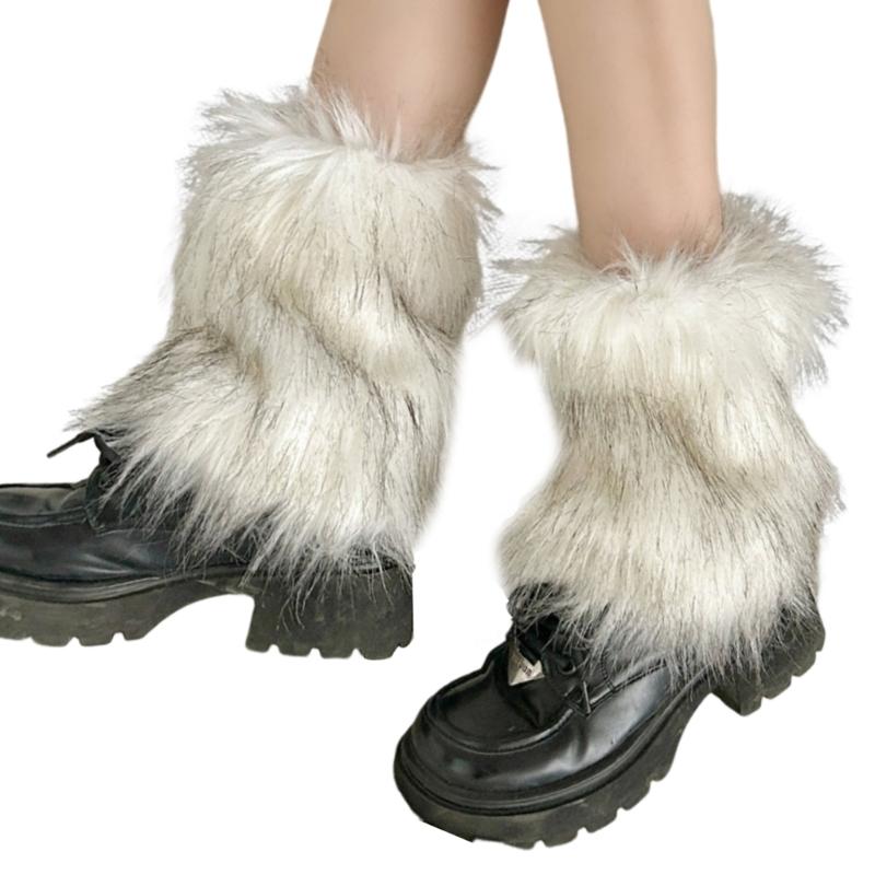 Cozy Fuzzy Leg Warmers Women Girls' Winter Fashion Accessory Furry Plush Boot Covers Sleeves Socks for Costume Parties