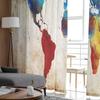 Colorful Map On Vintage Background Tulle Curtains Kitchen Door Curtain Chiffon Sheer Voile Christmas Curtains For Living Room
