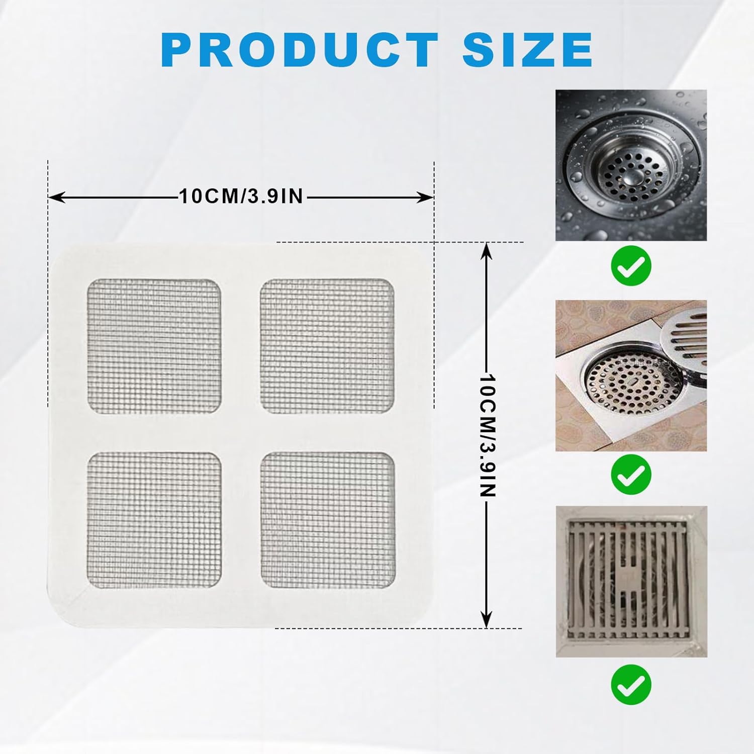 50Pcs Disposable Shower Drain Cover Hair Catcher, Disposable Floor Drain Sticker, Suit Sewer Filter Screen, Bathroom, Bathtub, Kitchen, Sink Floor