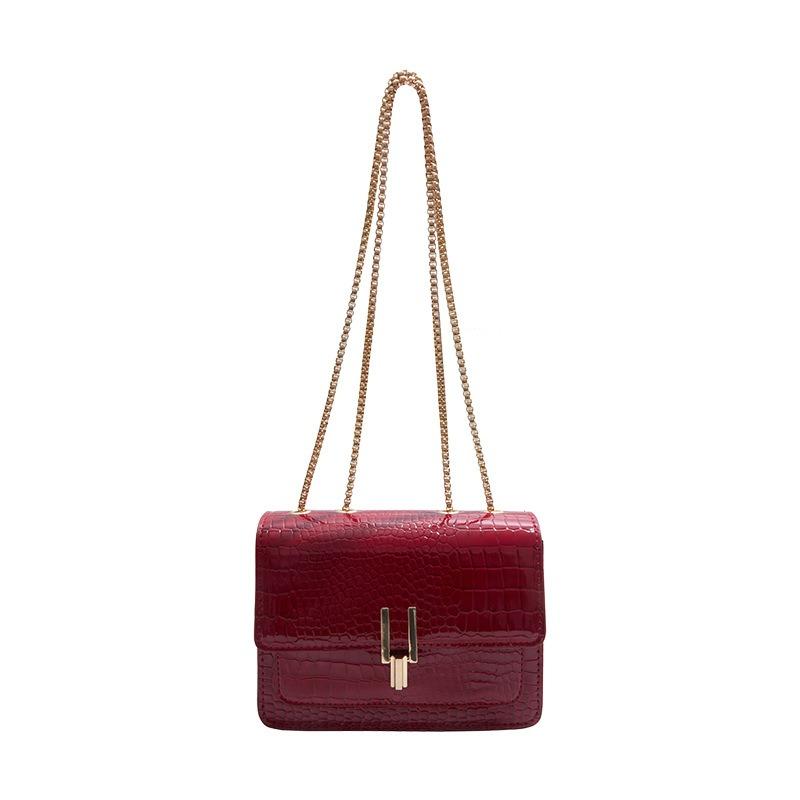 Small Bag Women's Summer New Versatile Chain Messenger Bag Crocodile Pattern High-end Small Square Bag