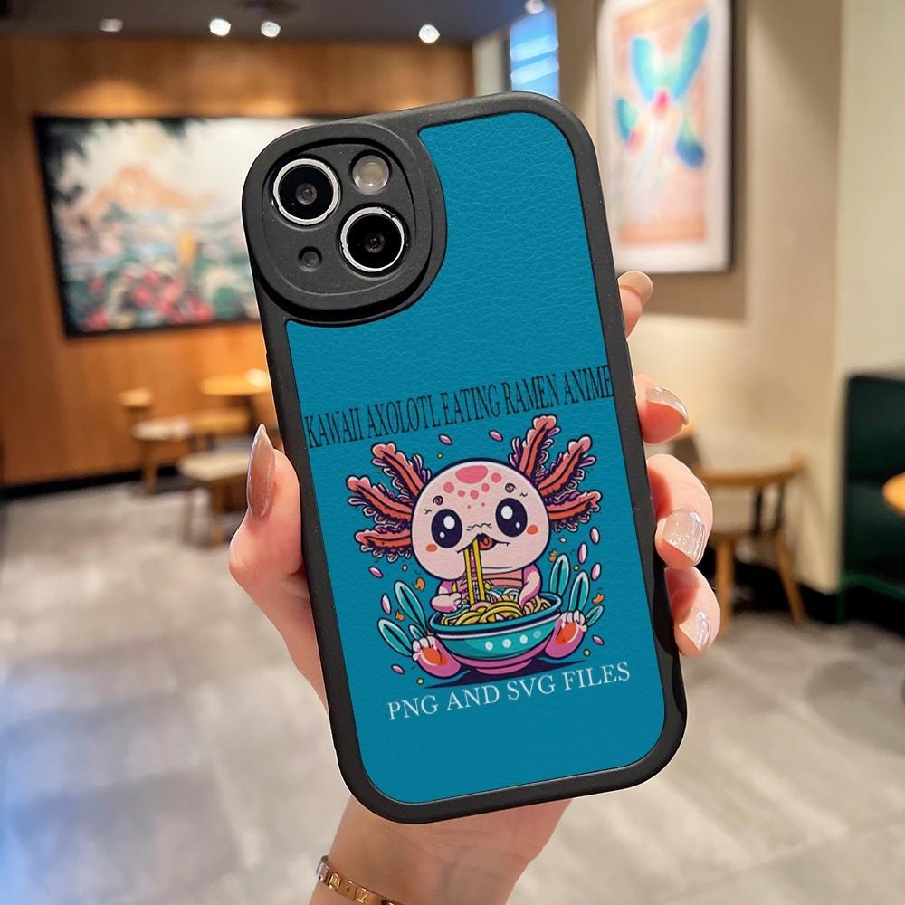 Axolotl and Ramen Phone Case For Apple Iphone 14 flirtatious Pro Max11 13 12 Mini X Xr Xs 8 Puls Se Lambskin Silicone Cover