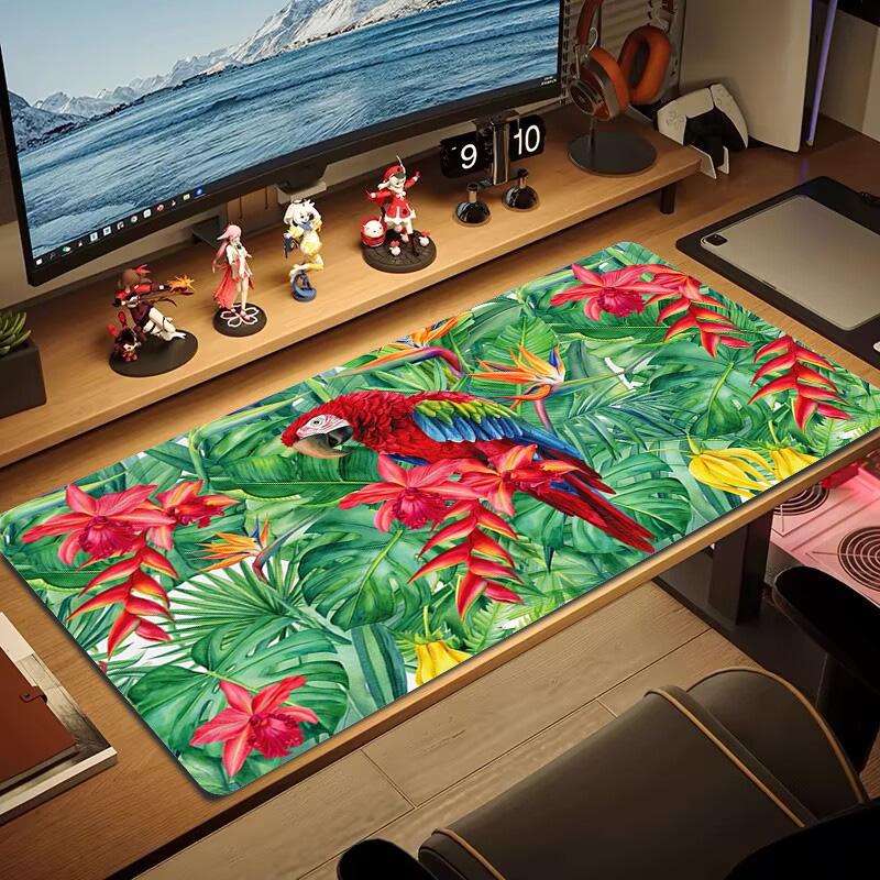 Tropical Parrot Color Mouse Pad Large Gaming Table Cushion Non-slip Laptop Tablet Big Mousepad XXL Mat Mini PC Playmat With Lock Edge