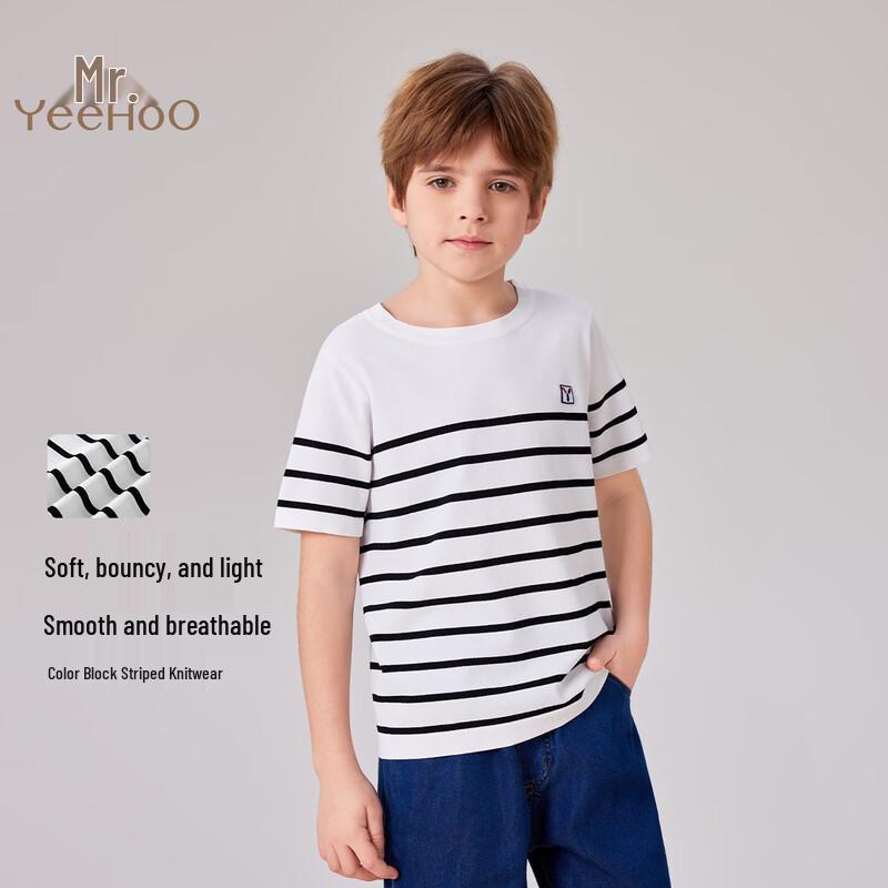 YEEHOO Boys Striped Short-Sleeve Knit T-Shirt 150