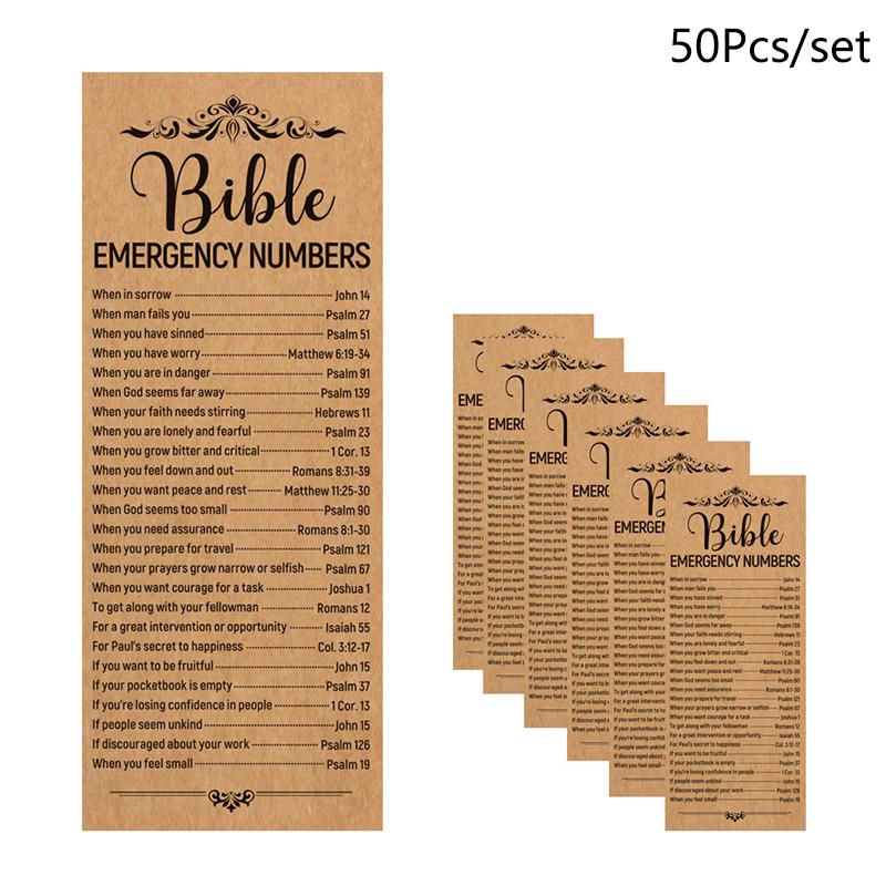 50 Pcs Bible Emergency Numbers Bookmark Christian Gift Religious Bible Verse Bookmark Christian Bookmarks For Church Welcome