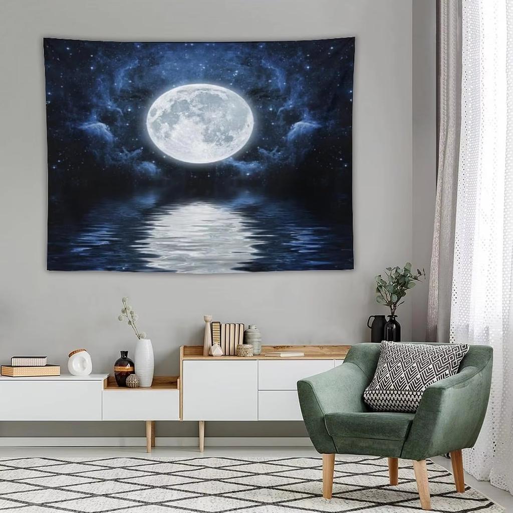 Machine Washable Tapestry Polyester Moon Star Design for Easy Care Bedroom Dorm Wall Decor