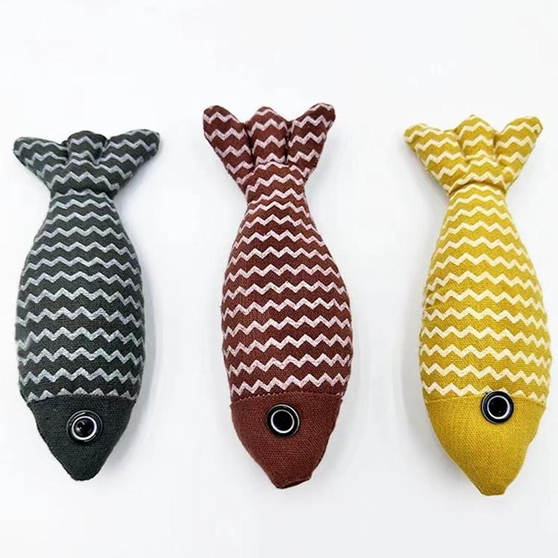 Cat toy simulation burlap fish cat teeth grinding toy kitten teasing cat stick wear-resistant bite-resistant self-exercise toys