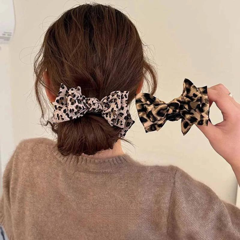 1Pc Vintage Leopard Print Bow Premium Hair Grab Hair Accessory Is Suitable for Women To Wear