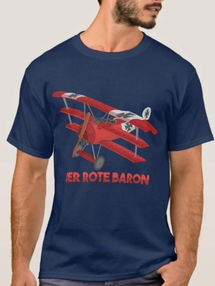 Red Baron Flying Fokker Dr1 Triplane Fighter Aircraft T-Shirt Short Sleeve Casual 100% Cotton O-Neck Mens T-shirt Size S-3XL