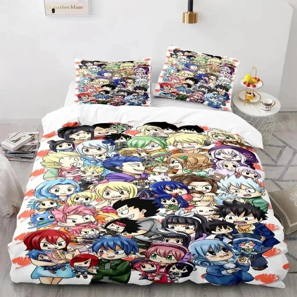 3D Print Fairy Tail Anime Natsu Bedding Set Duvet Cover Bed Set Quilt Cover Pillowcase Comforter King Queen Size Boys Adult