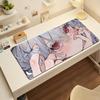 Gaming Mouse Pad Large Desk Mat Antislip Stitched Edges Stylish Grey Anime Print Extended Keyboard Mat for Gamer Office