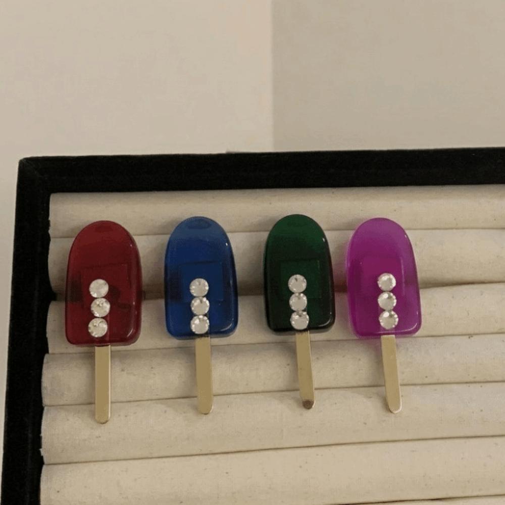 Exquisite Open Ice Sucker Finger Ring Exaggerated Chunky Ice Lolly Rings Korean Style Alloy Rhinestone Ring Overlay