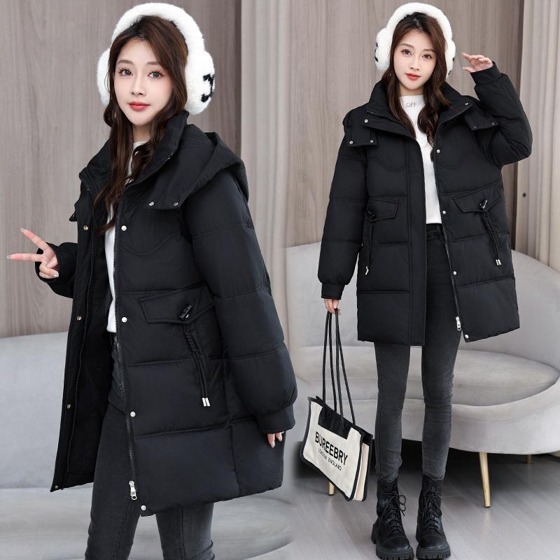 Down Cotton Jacket Women's 2025 New Mid-length Plus Size Loose Bread Jacket Cotton Jacket Winter Padded Jacket Thickened Jacket