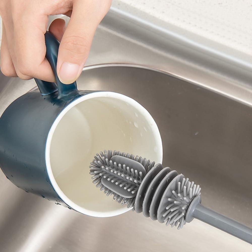 Silicone Cup Brush Cup Washing No Deadend Long Handled Silicone Cleaning Brush Household Multifunctional Cleaning Tools