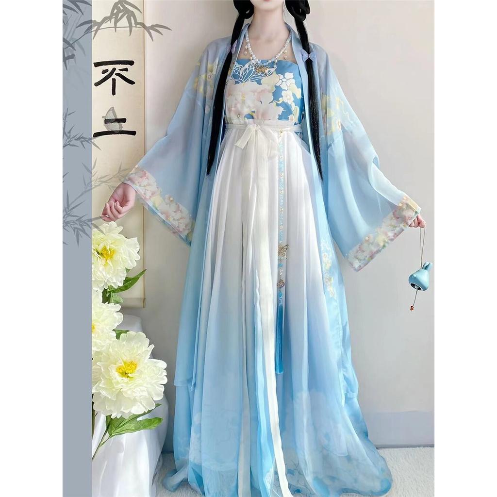Women's Tang Dynasty Style Hanfu, Printed Hezi Skirt One-Piece Outfit, Traditional Chinese Daily Wear Costume