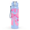 1PC Sweet Bow Pink Text Print 750ml Color Plastic Sports Water Bottle Leakproof Flip Straw Lid Suitable for Sports Office Home Use