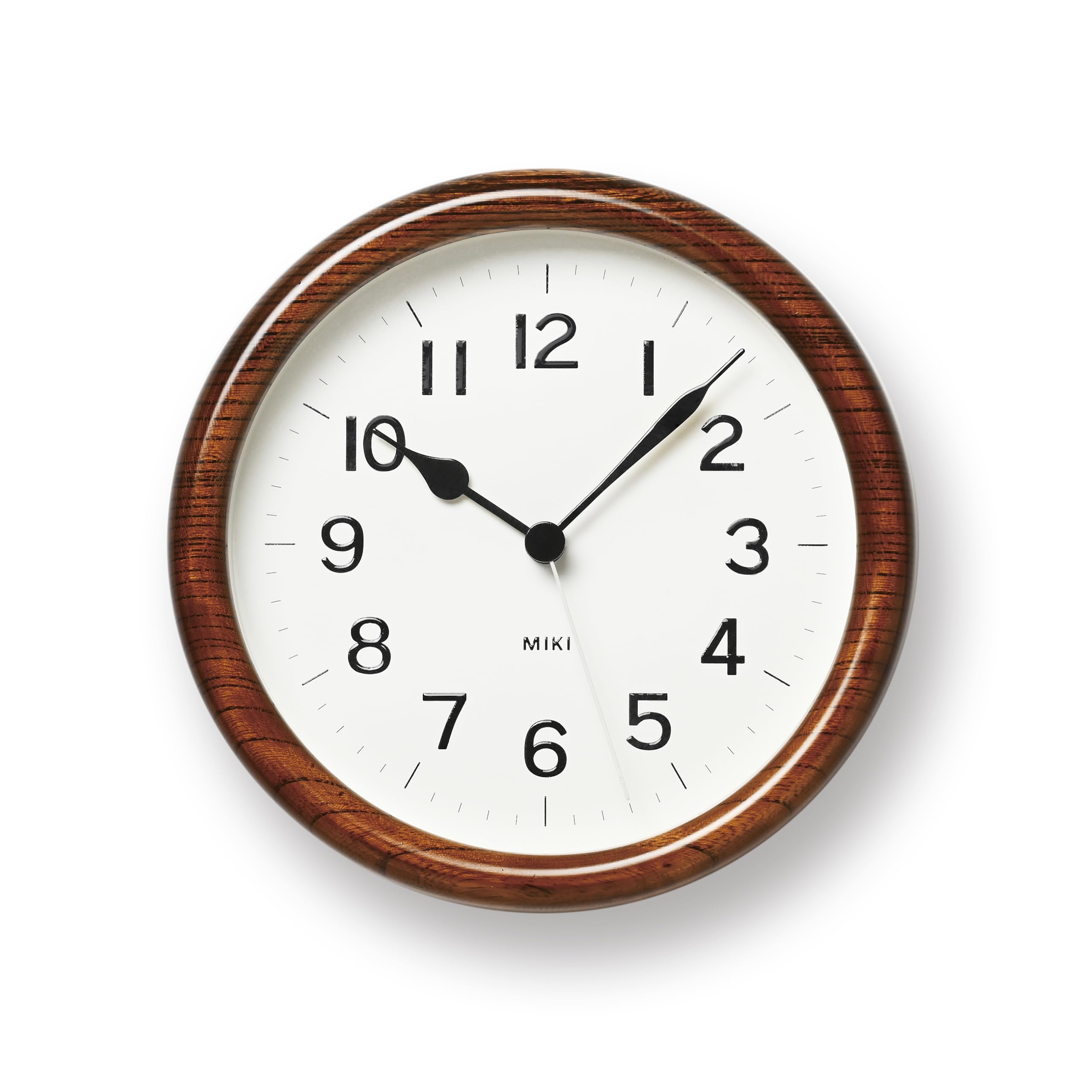 

Lemnos Wall with MIKI SUKI URUSHI Wood Clock, Wall/Tabletop Use, Stand, Analog, (Natural Finish), NY22-03 коричневий