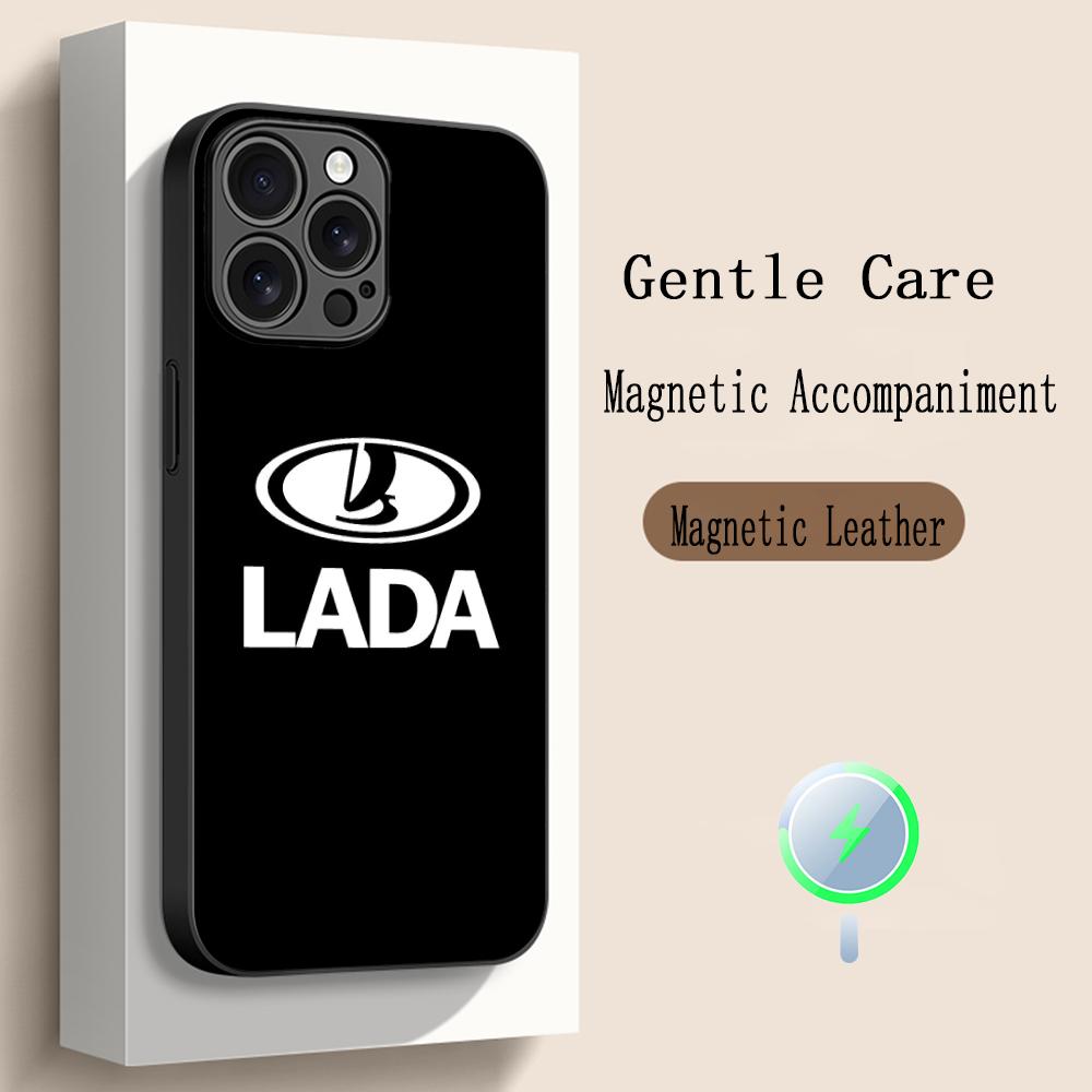 Cool Car L-la-Da Fashion Logo Design Phone Case For iPhone 17 16 15 14 13 12 Plus Pro Max High-end Luxury Magsafe Sheepskin