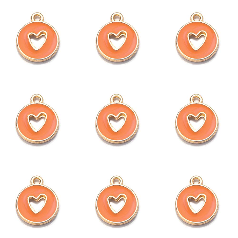 10 pezzi/lotto Cuore d'Amore Rotondo Smalto Ciondoli Double Face Ciondolo Fatto a Mano Per Braccialetto Fai da Te Creazione Gioielli 14,5x11,5 mm Vendita all'Ingrosso