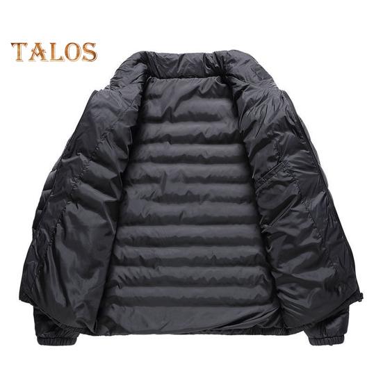 Men Cotton Coat Stand-Up Collar Long Sleeve Solid Color Quilted Jacket with Pockets Winter Lightweight Short Outwear