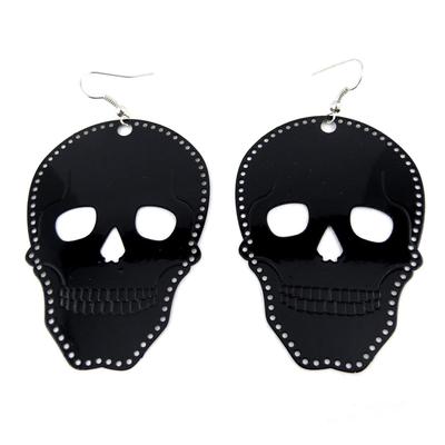[N0741] - Black 'Skull' Designer Earrings