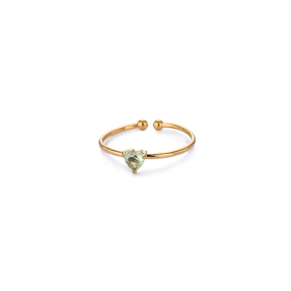Fashion Zircon Heart Birthstone Rings For Women Stainless Steel Color Birthstone Ring Aesthetic Wedding Jewelry Gift