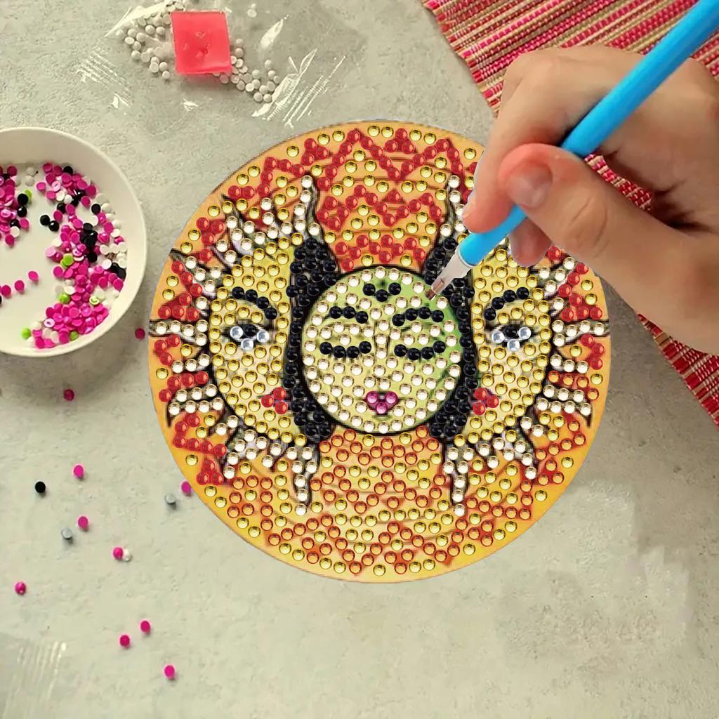 8 Pieces/set of Diamond Sun Patterned Coasters, DIY Coasters with Holder, Suitable for Beginners and Adults, Art and Craft Supplies Gifts