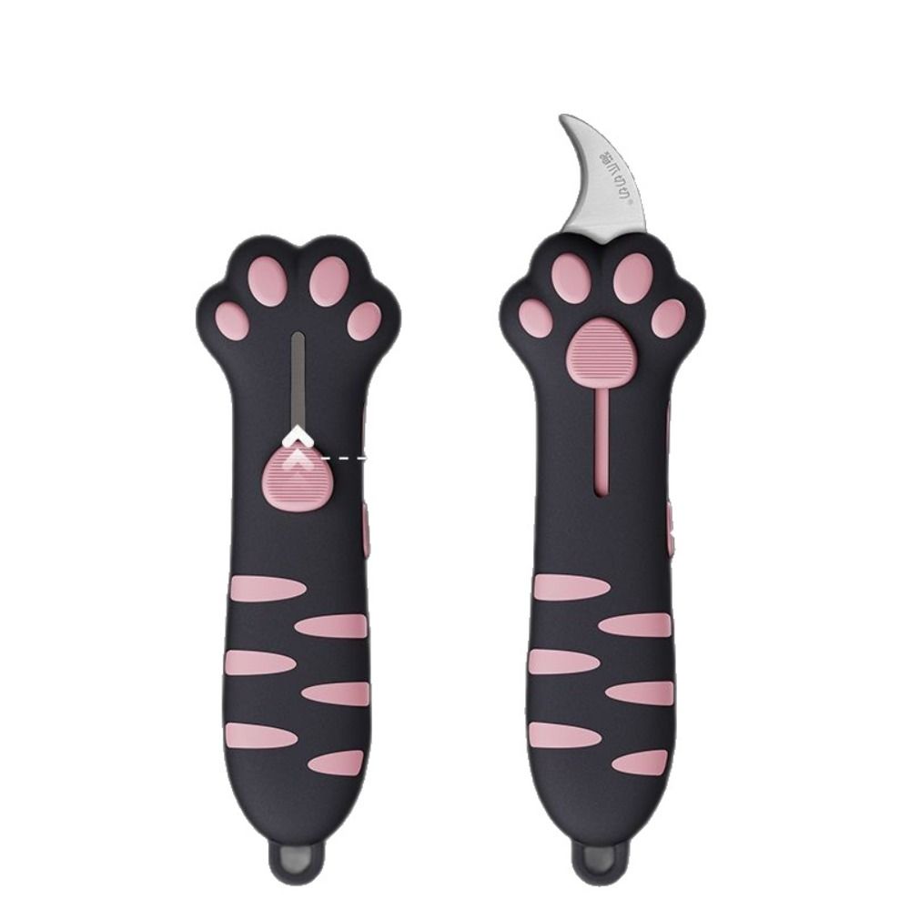 Plastikowy nóż utility z motywem kociej łapy, kreskówkowy design, wysuwany nóż kot, do cięcia tektury
