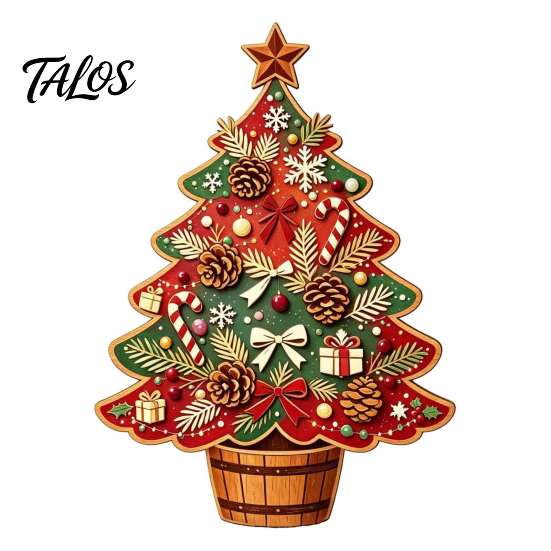 Decorative Christmas Tree Set Wooden Ornaments, Vintage Colorful Desktop Decoration, Rustic Holiday Wood Figurines Handcrafted Gifts with Pine