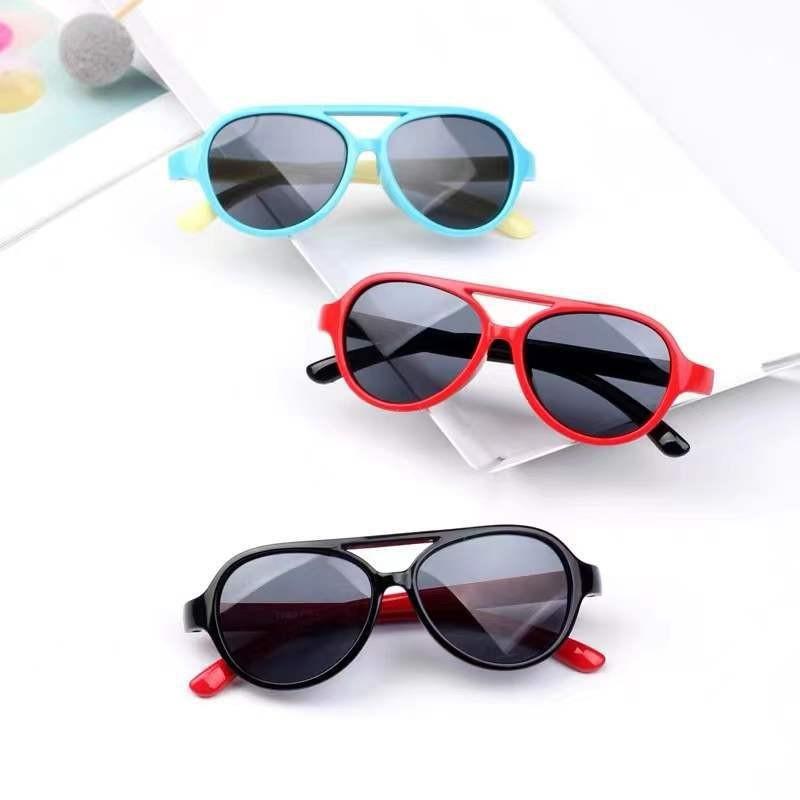 Candy Color Children'S Toad Glasses Double Beam Pilot Shape Sunglasses Sunscreen Trendy Baby Sunglasses