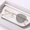 High Quality Frameless Pochromic Myopia Glasses All Titanium Ultra Light Cat Eye Anti Blue Light Glasses Diopter To -4.0