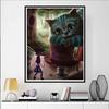 Disney Diamond Painting Cheshire Cat X Alice in Wonderland Dark Fairy Tale Artwork Diamond Mosaic Cross Stitch, Diamond Inlaid Room Decoration Gift