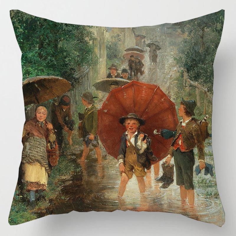 European Court Figures Throw Pillow Cover With Short Plush Print For Living Room Sofa Decoration Cushion Cover Pillow Covers