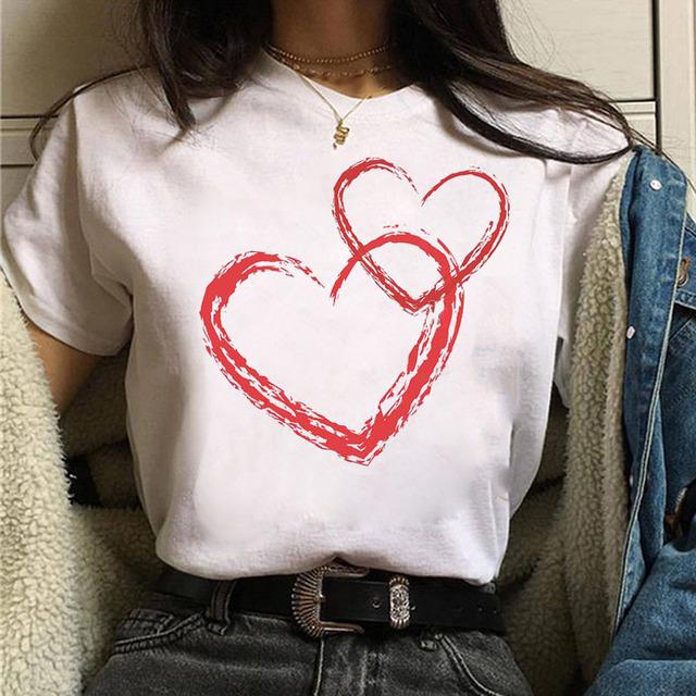 Cute Casual Flowers Letters Love Graphics Women T-Shirts Summer Shirts Short Sleeve O-Neck Female Tops Kawaii Clothing