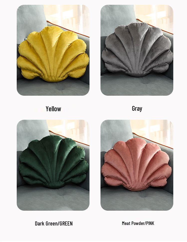 Holländisches Samt-Muschel-Kissen - Kreatives, simuliertes Muschel-Design für Sofa und Rückenstütze zu Hause